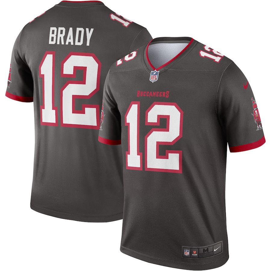 Men Tampa Bay Buccaneers #12 Tom Brady Nike Pewter Alternate Legend NFL Jersey